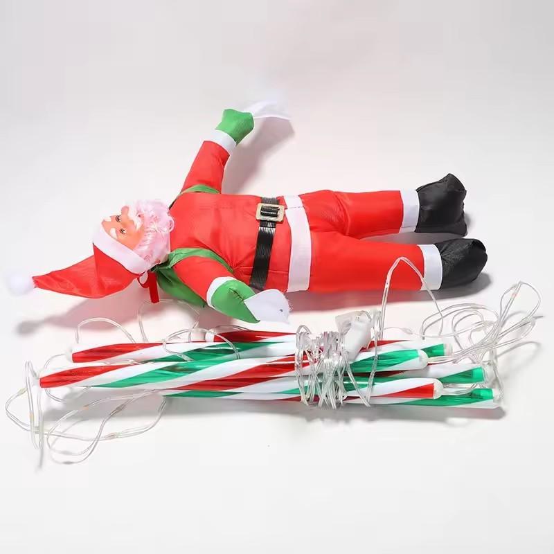 Christmas Decorations Lights Outdoor 2.8ft USB LED Christmas Parachute Light with Santa Claus for Roof Eave Balcony Garden Decor