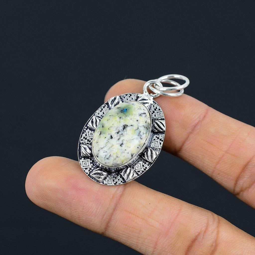 Anniversary Gift For Her Natural K2 Jasper Gemstone Pendant 925 Sterling Silver