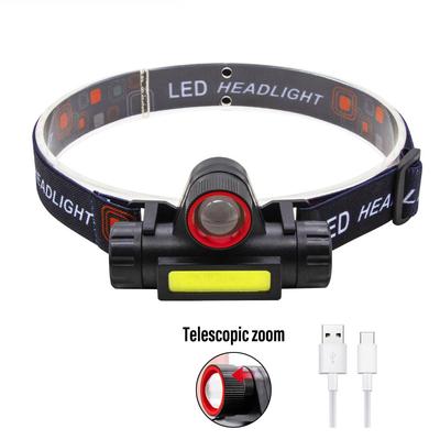 Lampe frontale LED de pêche rechargeable Lampe frontale de camping XPE COB Lampe de travail 2 modes d'éclairage Avec aimant de queue Détachable KTY