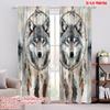 2pcs,2D Plane Printing Popular Curtain Panels Wolf Dreamcatcher Versatile 100% Polyester (without Rod) Decorations For Home Use