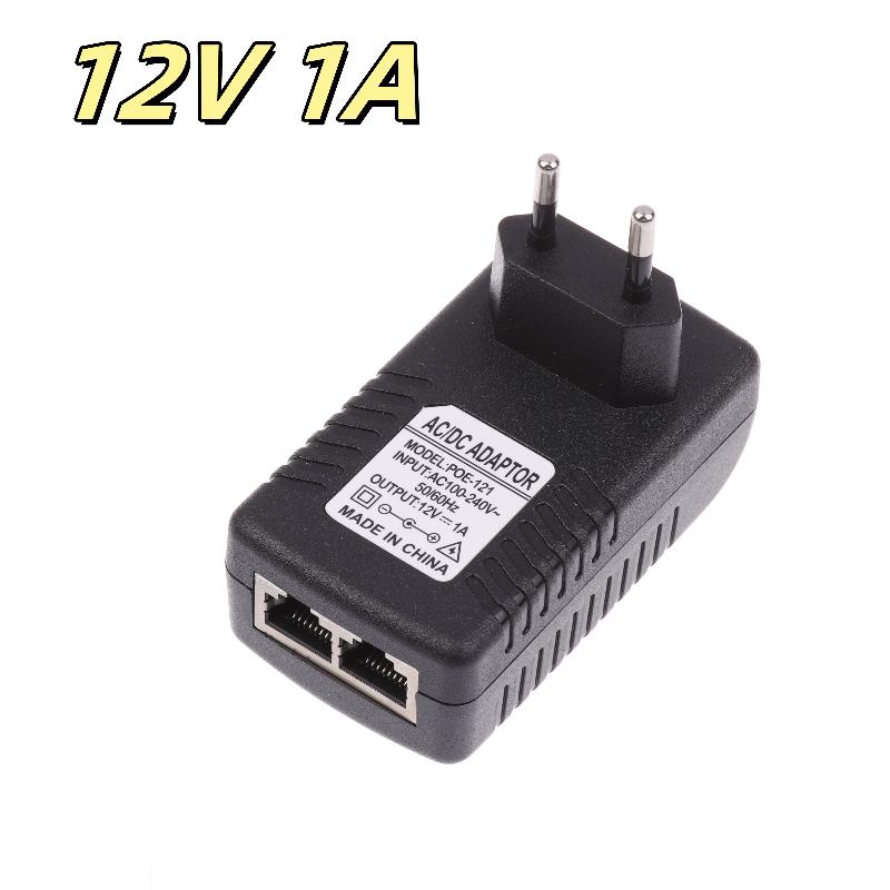

1 шт. 12 В 1 А/48 В 0,5 А Вилка ЄС Адаптер живлення PoE для безпеки CCTV для IP-камери, PoE-комутатора та NVR-маршрутизатора