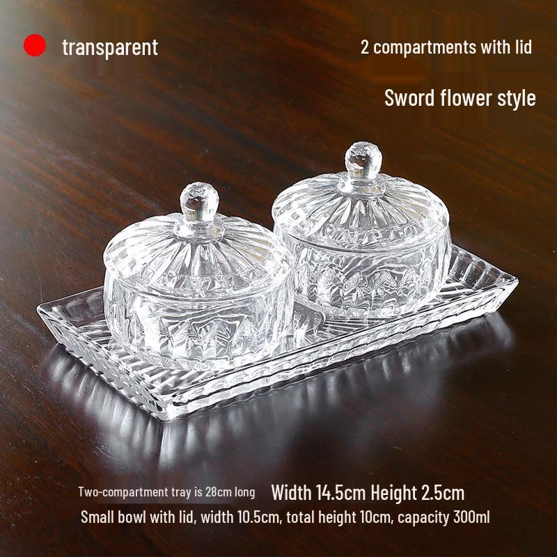 French Luxury Crystal Glass Candy Bowl: Exquisite Transparent Sugar or Jewelry Storage Jar