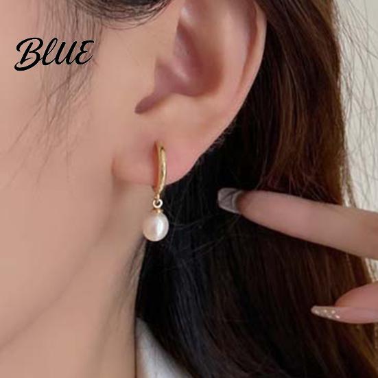 Stylish City Earrings 1 Pair Pearl for Women Small Hoop