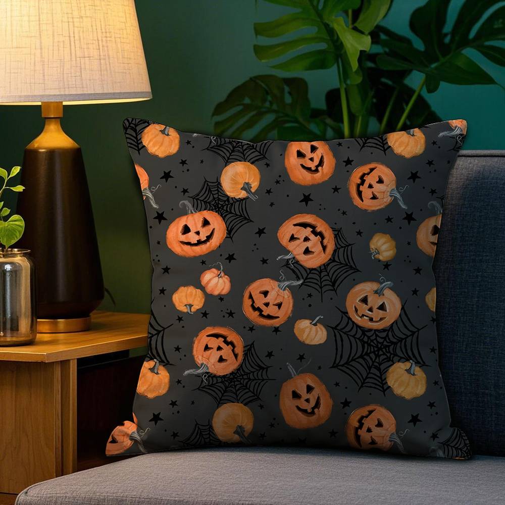 Happy Halloween Scary Spider Web Pillow Case Sofa Living Room Bedroom Double-sided Printing Cushion Nap Time Cushion Cover