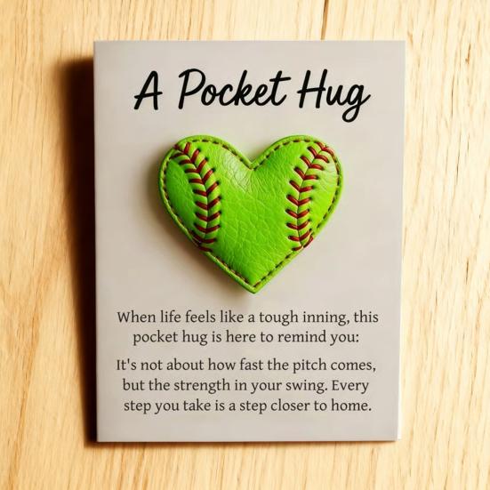 Love Heart Golf Pocket Hug with Positive Card Emotional Support Baseball Tennis Basketball Pocket Token Decoration Inspirational Gift