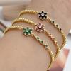 RY Copper Plated 18K Gold Flower Geometric Connector Bracelet Gold Ball Chain Adjustable Length Fashion Jewelry