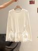 Lace Trim Plush Long-Sleeve Top for Autumn/Winter: Slimming, Stylish, and Versatile