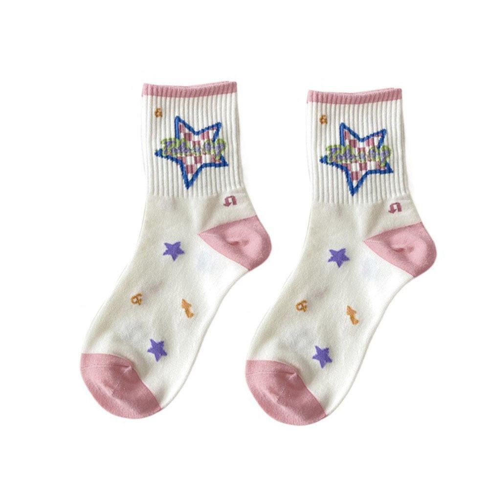 

Y2K Flower Ankle Socks Letter Cartoon Mid-Calf Socks Fashion Star Short Socks Daily Style 5