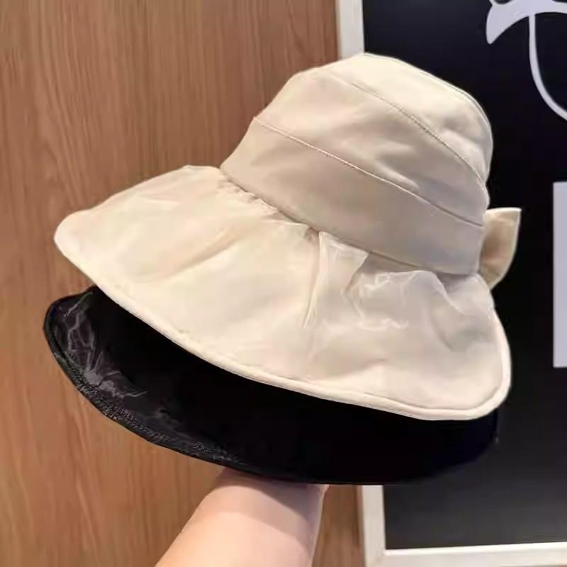 Fashionable Women's Summer Sun Hat With Big Brim Butterfly Bow Outdoor Cycling Sun-shading Cap