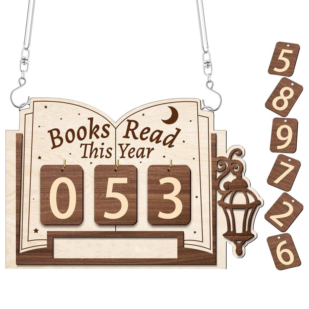Book Read Tracker Wooden Annual Read Tracker Display Tracks Books Text Sturdy Book Shelf Decoration Gift For Book Lovers Readers