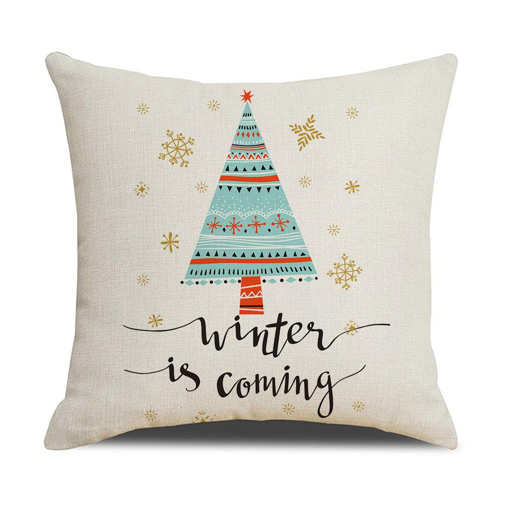 New Home Furnishings Christmas Linen Pillowcase Cartoon Christmas Tree Sofa Cushion Cover Pillow Cover