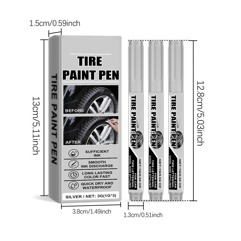 Car Tire Paint Pen Vehicle Silver Paint Repair Pen 3X Multifunctional Paint For Cars Paint Scratch Repair Automotive Tire Paint