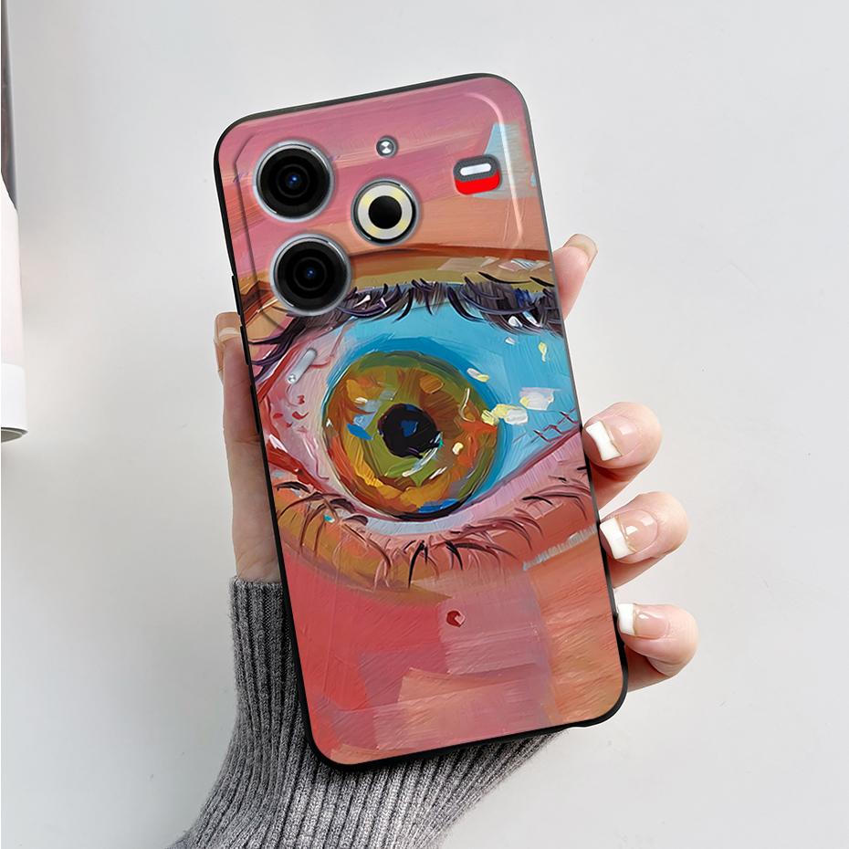 6.78" For Tecno Pova 6 Neo Case Pova6 Neo Back Cover Stylish Pattern Black Silicone Soft Phone Cases For Tecno Pova 6 Neo Fundas