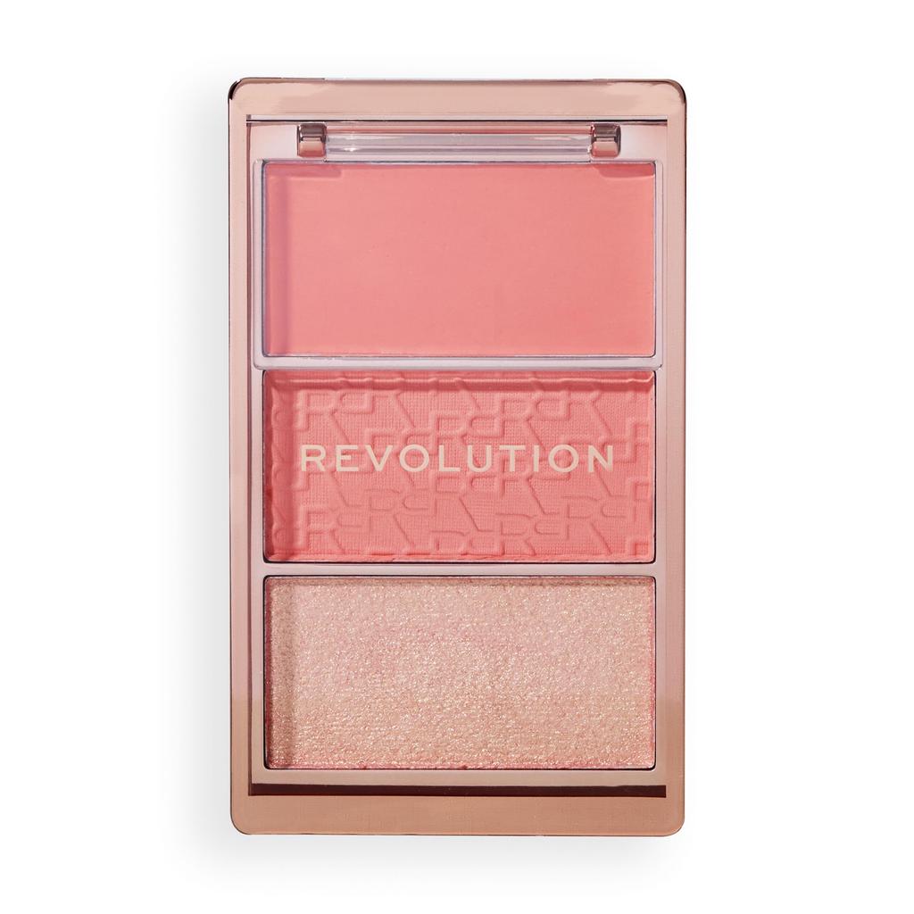 Revolution Blush Icon Palette - Authentisches Pfirsich | Cremig‑Matt‑Schimmer Trio mit Hyaluronsäure-Feuchtigkeit | Hochpigmentiert & Aufbaubar | Langanhaltend F