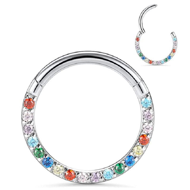 16G Colored Cubic Zirconia Gold Plated G23 Titanium Piercing Body Jewelry Earrings Nose Rings for Women
