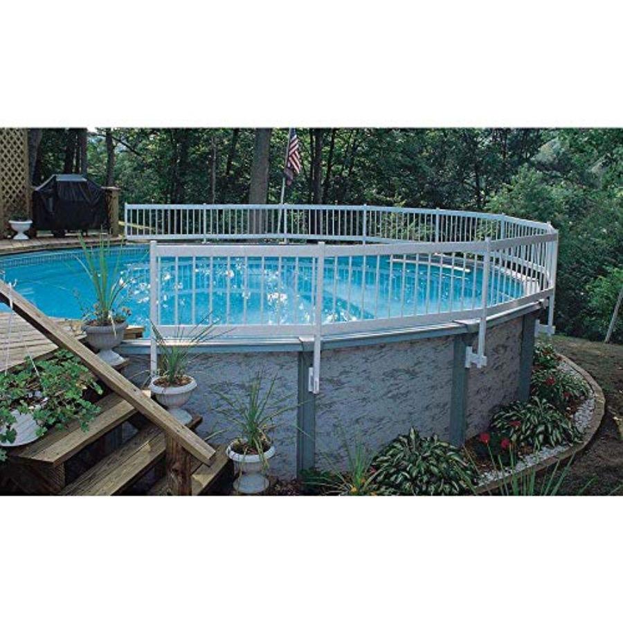 24-inch Above Ground Pool Fence Kit for Privacy Safety in White with Sturdy Weather-Resistant Vinyl and Mounting Brackets 8 Sec