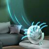 Portable USB Rechargeable Desk Fan with RGB LED Night Light 3 Speed Quiet Air Circulation Fan 360 Adjustable Home Office Bedroom