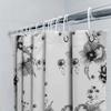 Black And White Flower Shower Curtain Waterproof Bath Mat Decorative Home Decor Bathroom Curtains For Bathtub