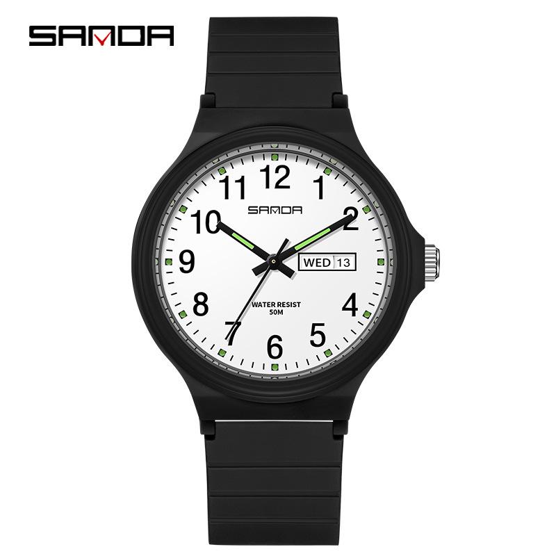 Sanda Unisex Jugend Quartz Prüfungsuhr mit Doppelkalender