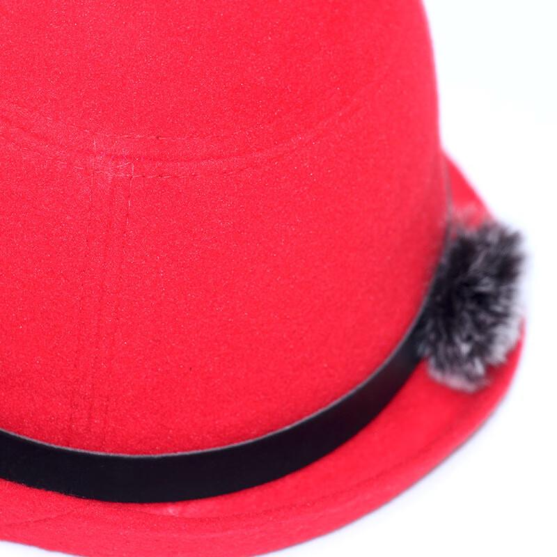 ZHENYUEQI Women's Korean Style Felt Hat with Rabbit Fur Pom-Pom