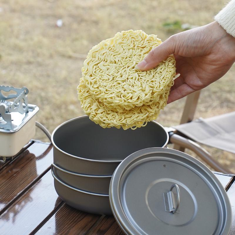 Pure Titanium Lightweight Camping Noodle Bowl & Bento Box with Lid - Picnic & Cookware Set
