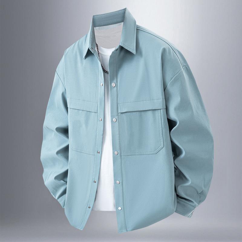 

Men s Spring and Autumn High-end Sense Versatile Basic Top 3XL синий