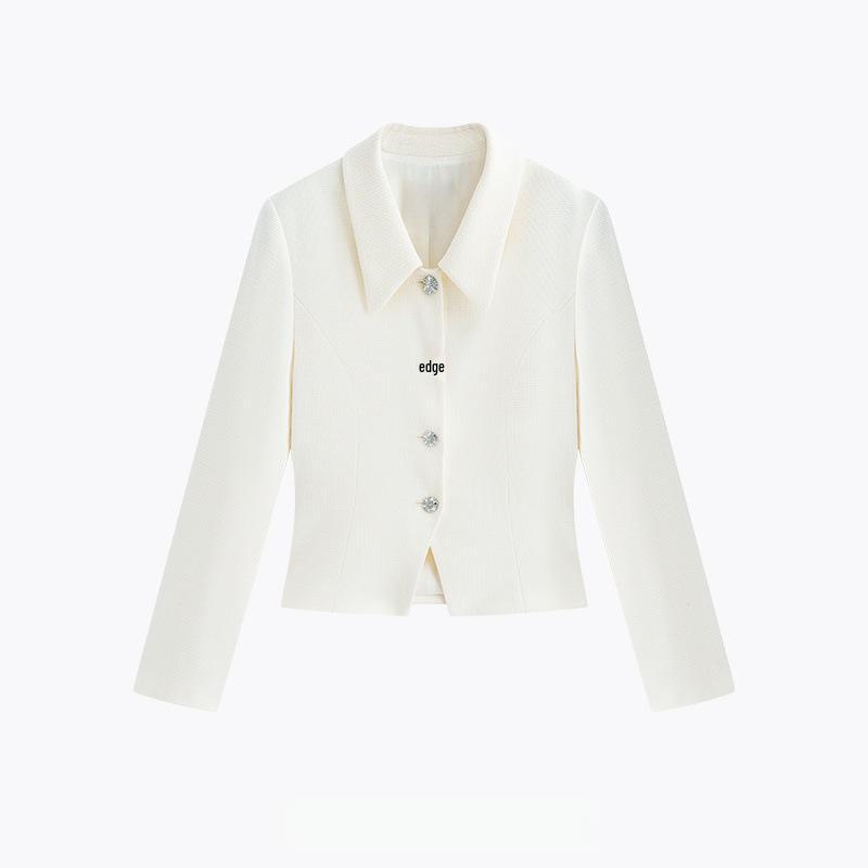 

Элегантный белый твидовый жакет для женщин – Короткий топ с лацканами, для любого сезона, Весна 2026 Small абрикосовый света