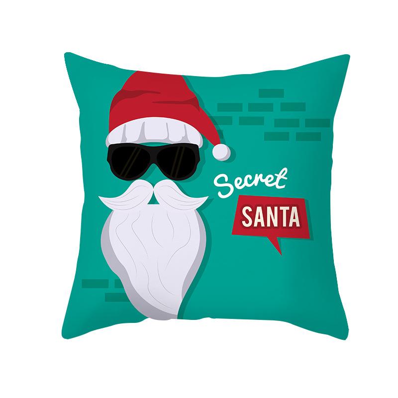 Cartoon Printed Christmas Pillow Case Peach Skin Santa Claus Wish Pillow Home Sofa Cushion