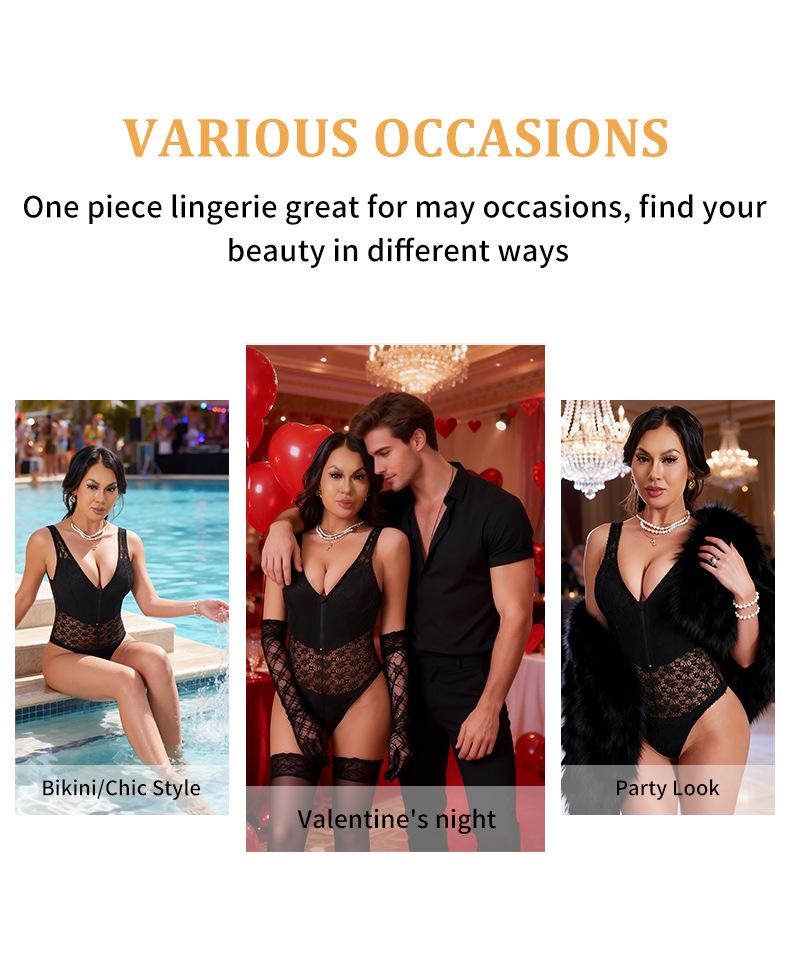 Women's Sexy Lace Sheer Bodysuit: Waist Slimming, Butt Lifting, and Body Shaping.