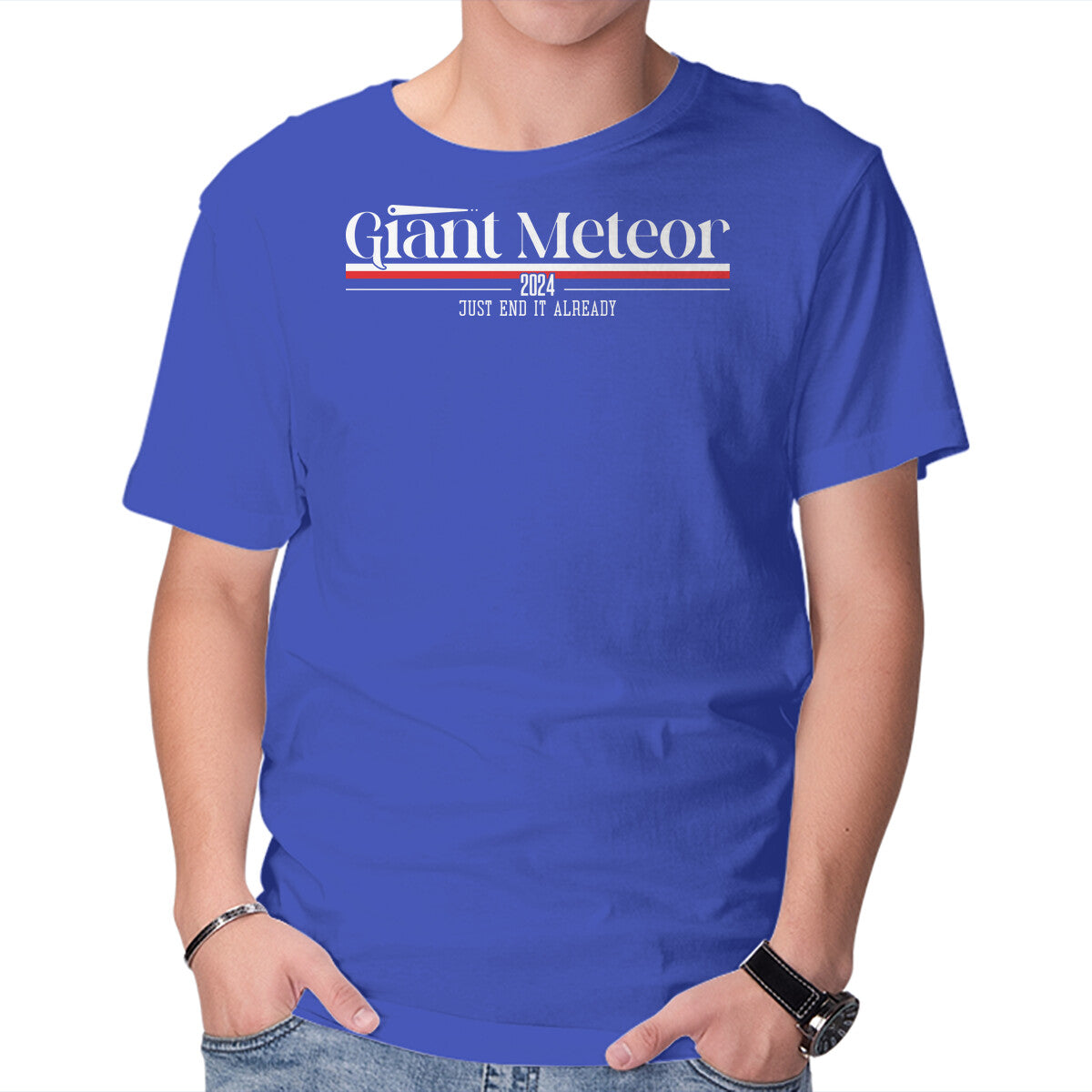 Unisex Crew Neck T-Shirt Giant Meteor Graphic Short Sleeve Casual Tee XL