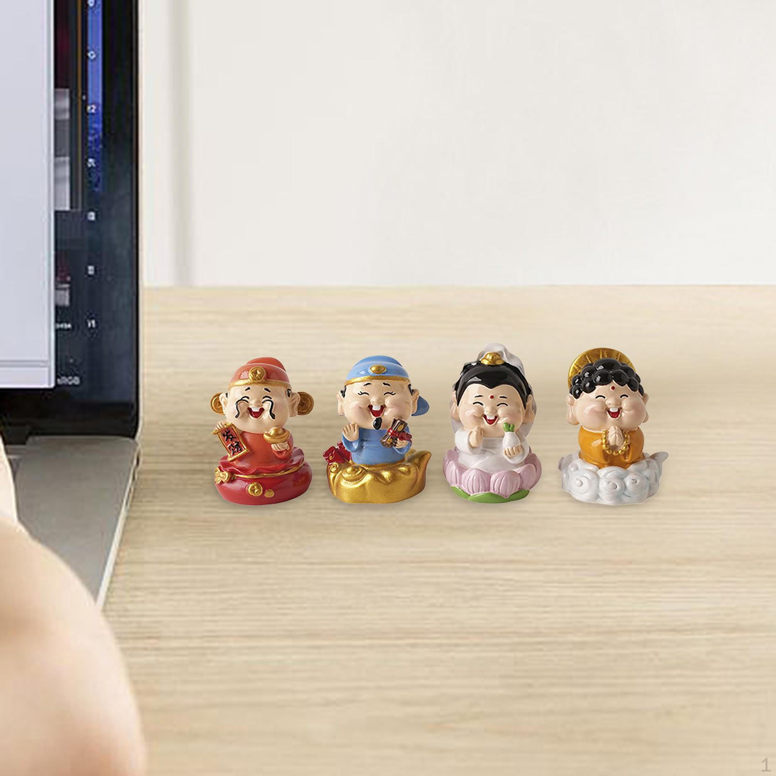 

4x Мини Статуэтка Цай Шэня Коллекционные Фигурки Фэн-шуй Гостиная День Рождения Фэншуй Декоративные