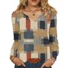 Women's Fashionable Casual V-neck Blouse Button Long-sleeved Pullover T-shirt Top
