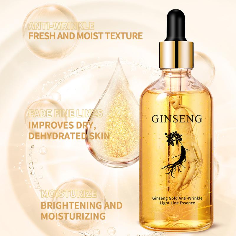 Altın Ginseng Yüz Serumu 100ml, Hyaluronik Asit Nemlendirici Nemlendirici Sıkılaştırıcı Kırışıklık Giderici Öz