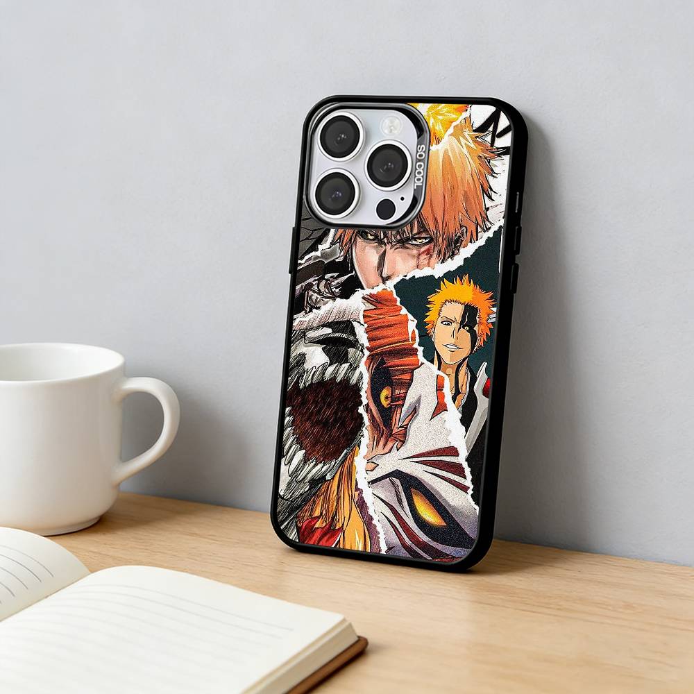 

B-Bleach I-Ichigo Kurosaki Phone Case For iPhone 17,16,15,14,13,12,11 Plus,Pro Max,XS,Colored Silver Plated Inside Cover iPhone16