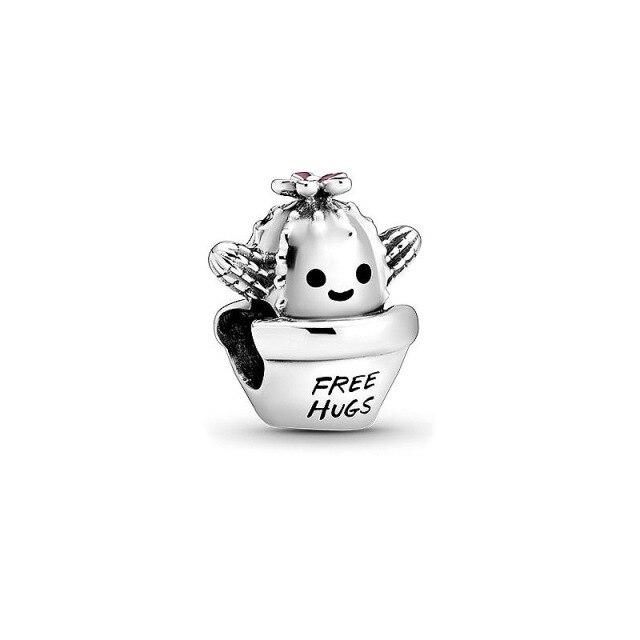 925 Sterling Silver Rose Gold Daisy Cactus Charm Beads Fit Original Fasion Charm Bracelet DIY Women's Jewelry Gift