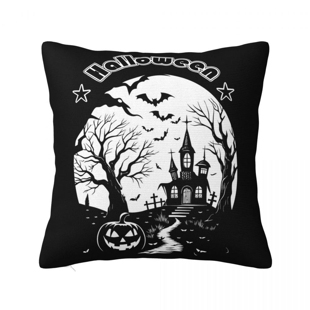 Spöklik Halloweenpumpa Patch Fyrkantigt Kuddfodral Kuddfodral Kuddfodral Pläd Kuddfodral för Hem Sovrum Bil
