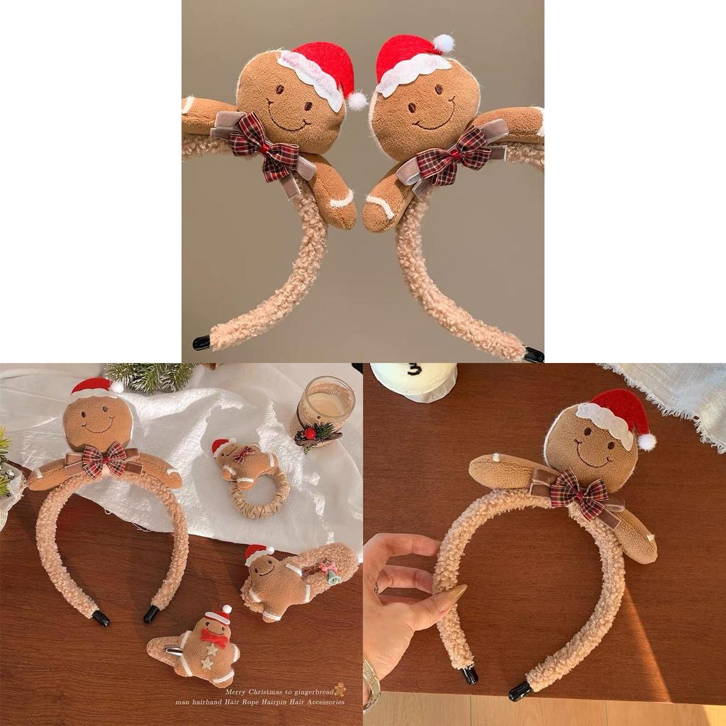 Christmas Gingerbread Man Hair Clip With Soft Fabric For Women Holiday Party Decor