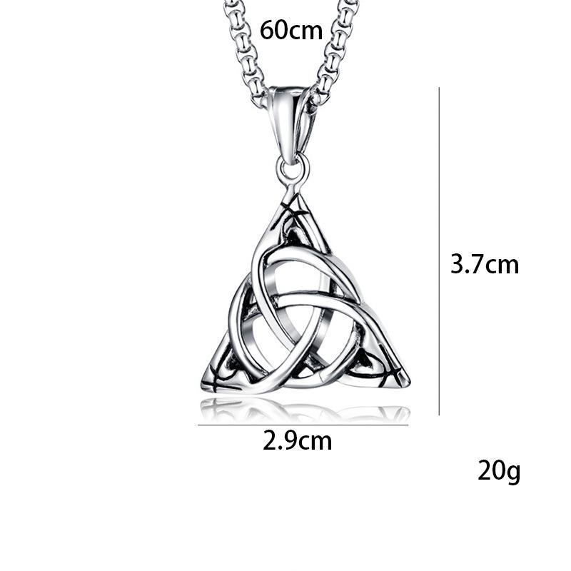 Titanium Steel Chain Casting Irish Celtic Knot Pendant Necklace Men's Jewelry