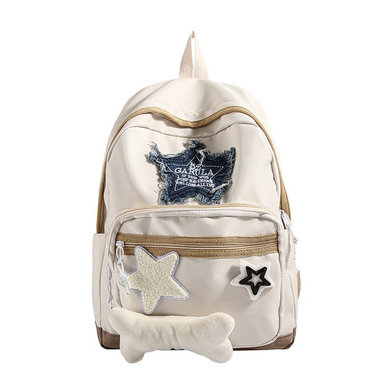 New student schoolbag female trendy cool star backpack large capacity leisure bag travel light backpack