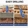 6pcs Woodworking Drill Bit Set, 4-Groove 4-Blade, Hex Shank, Carbon Steel, Round with Square End, for Door Locks, Drawers, Drilling Tools