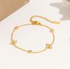Korean-Japanese White Diamond Floral Titanium Steel Bracelet: Elegant, Durable, Non-fading