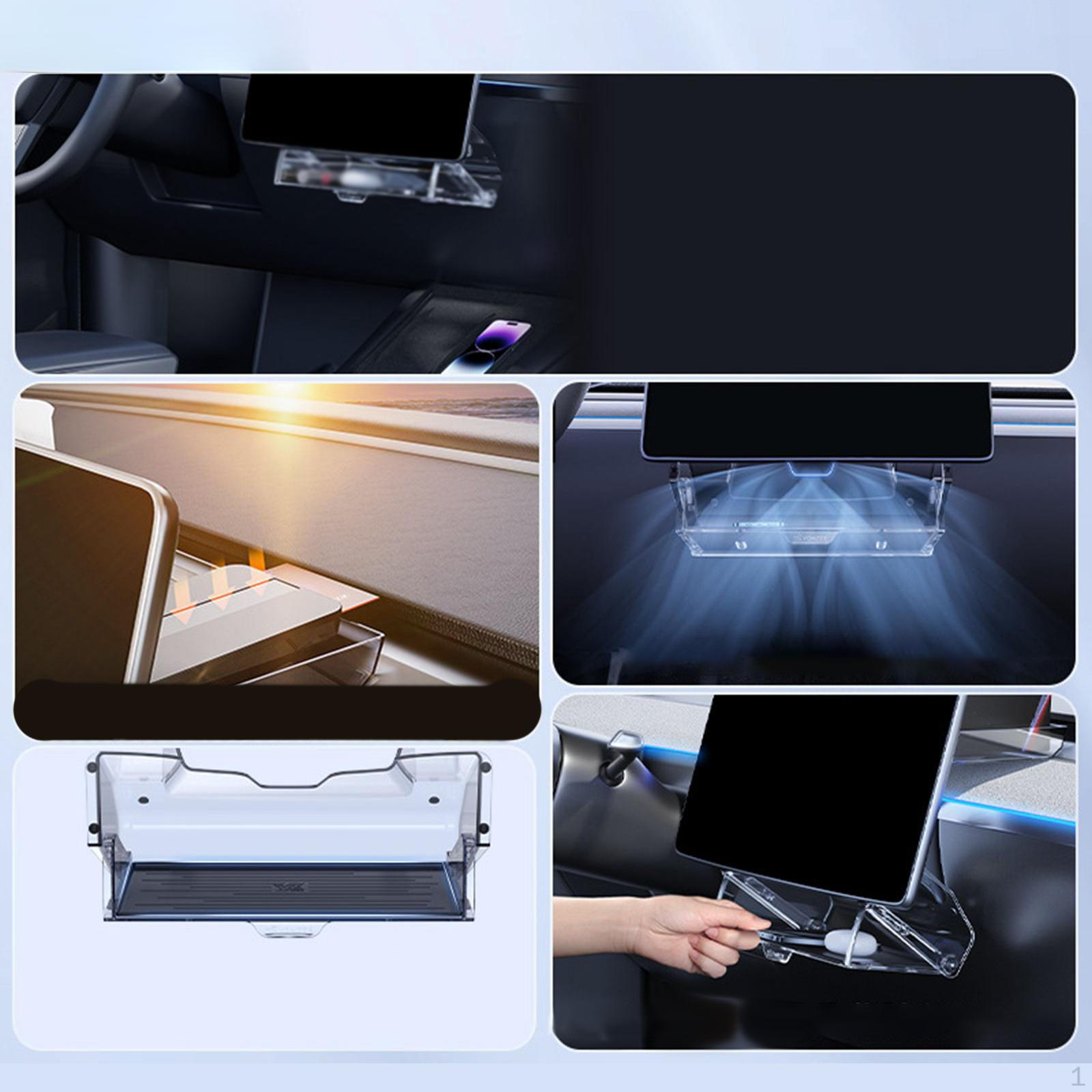 

Car under Screen Storage Box Accessories,Center Console Organizer Tray for Model Y 3 With black pad