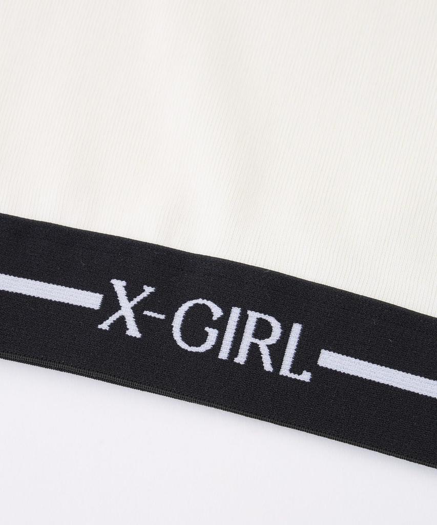 Casual Logo and Stripe Cropped White X-girl S/S Top, Women's,