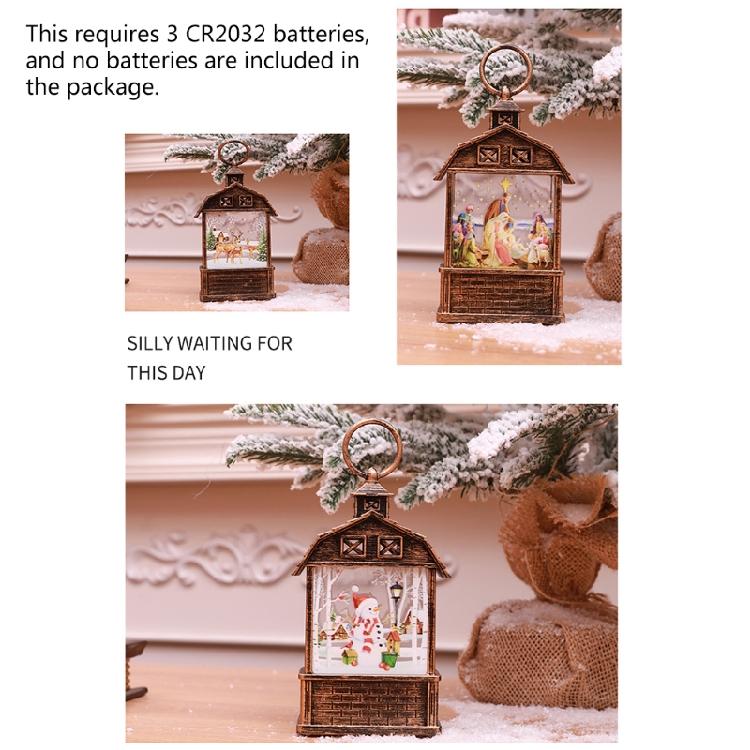 Christmas Lantern Man Snowman Deer Jesus Pattern Glowing Lamp Ornament Portable