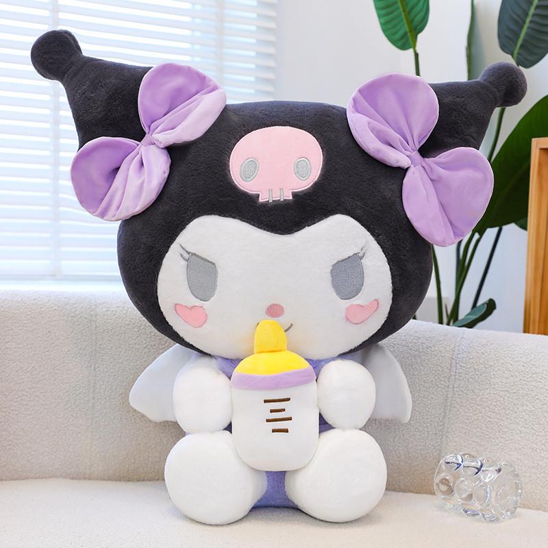 Large Cute Melodic Plush Toy With Bottle Style Kuromi And My Melody For Girls
