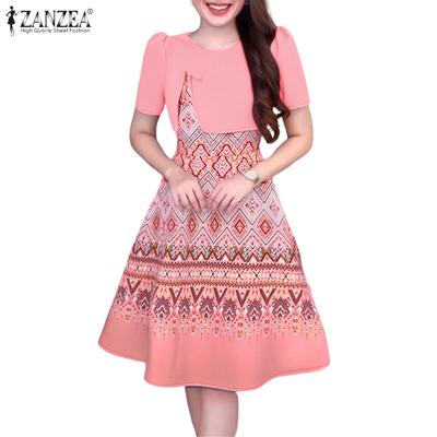 Robe d'été décontractée à col rond et manches courtes pour femme
