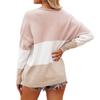 Women's Casual V-neck Fashion Colorblock Loose Pullover Long-sleeved Top
