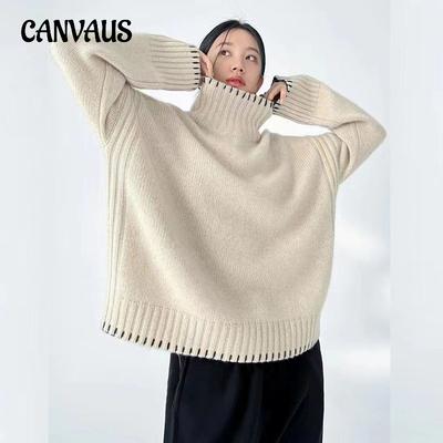 Maglione da donna autunno inverno maglione di lana patchwork maglione a collo alto moda casual pullover lavorato a maglia a maniche lunghe top femminile caldo streetwear maglieria
