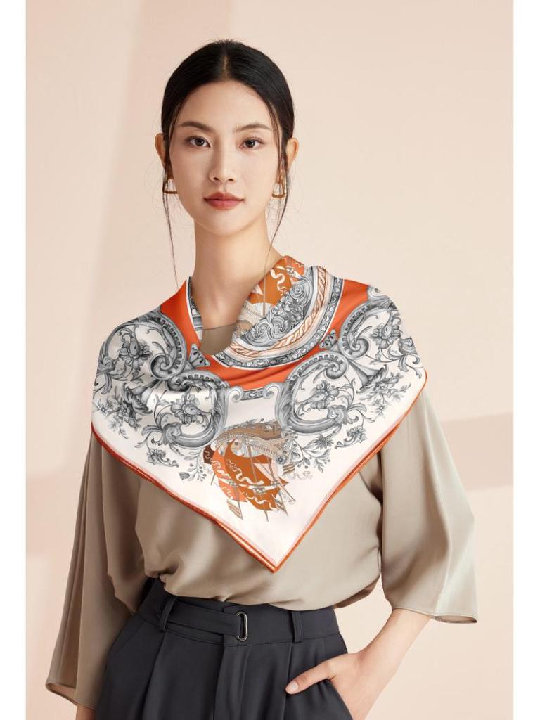 Women's 100% Mulberry Silk Scarf, 90cm Square, 14 Momme Shawl - Perfect Gift for Mother, Girlfriend, Birthday or Festival