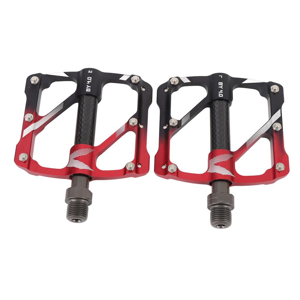 1 Pair Cycling Pedals Aluminum Alloy Widened Non Slip 3 Bearing Flat Pedal Replacement for Mountain and Road Riding Black Red